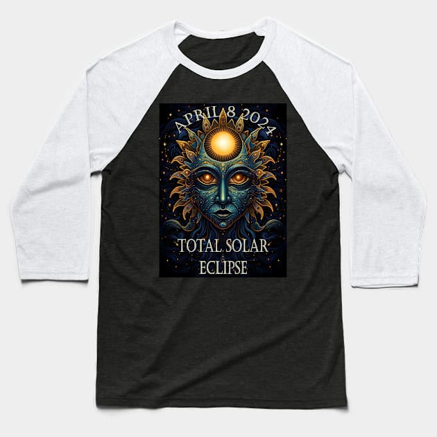 Trippy Solar Eclipse 2024 Baseball T-Shirt by Obotan Mmienu